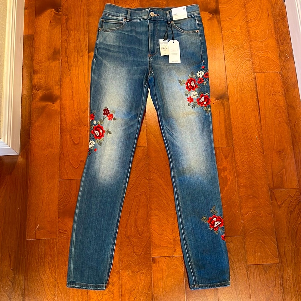 Express Jean legging floral embroidered